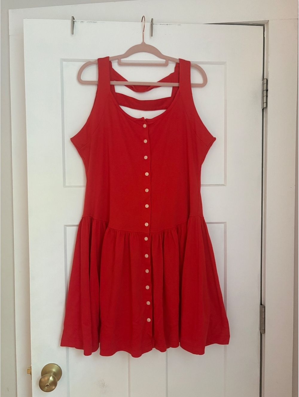 Vintage South Beach Red Button-Front Sleeveless Dress with Back Detail XL
